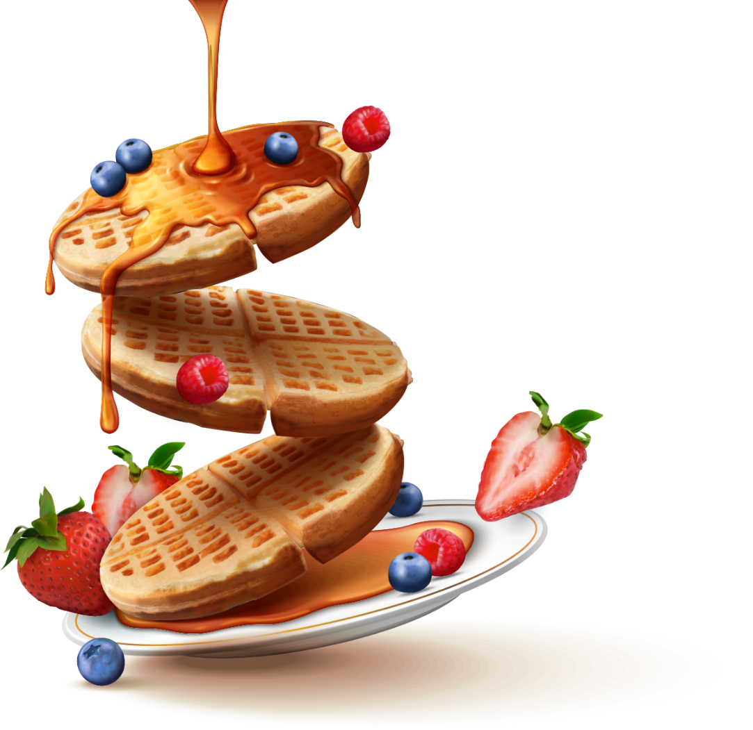 Physician Waffle House Okanagan | stack of falling waffles
